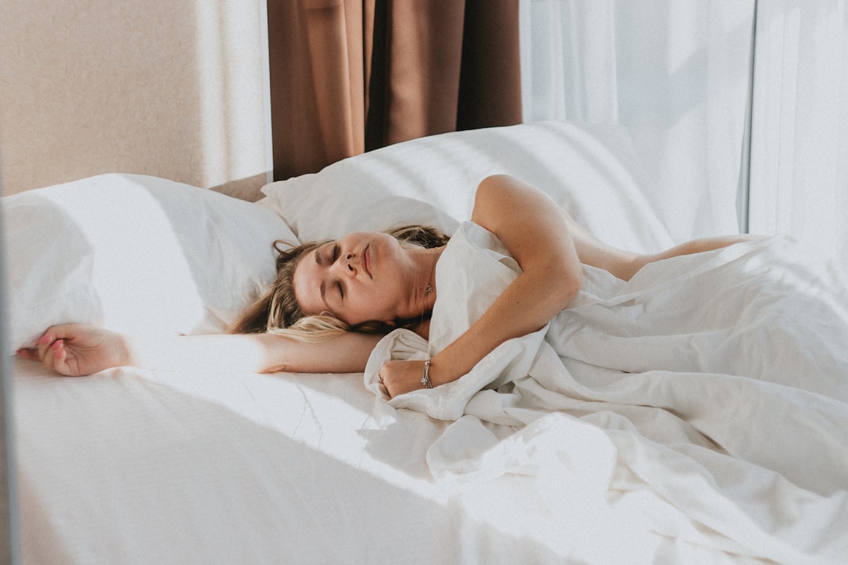 Healthy sleep-promoting foods and herbal tea for relaxation before bed
